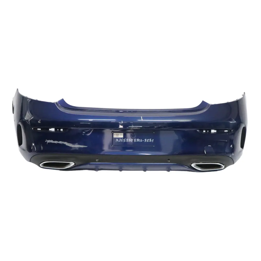 Bumper Rear Trim Panel Covering AMG Brilliant Blue Metallic - 896 to Mercedes C205 with Part number A2058808803 Mercedes C205 Bumper Rear Trim Panel Covering AMG Brilliant Blue Metallic - 896 - SKU A2058808803-BRB1 - Part number A2058808803