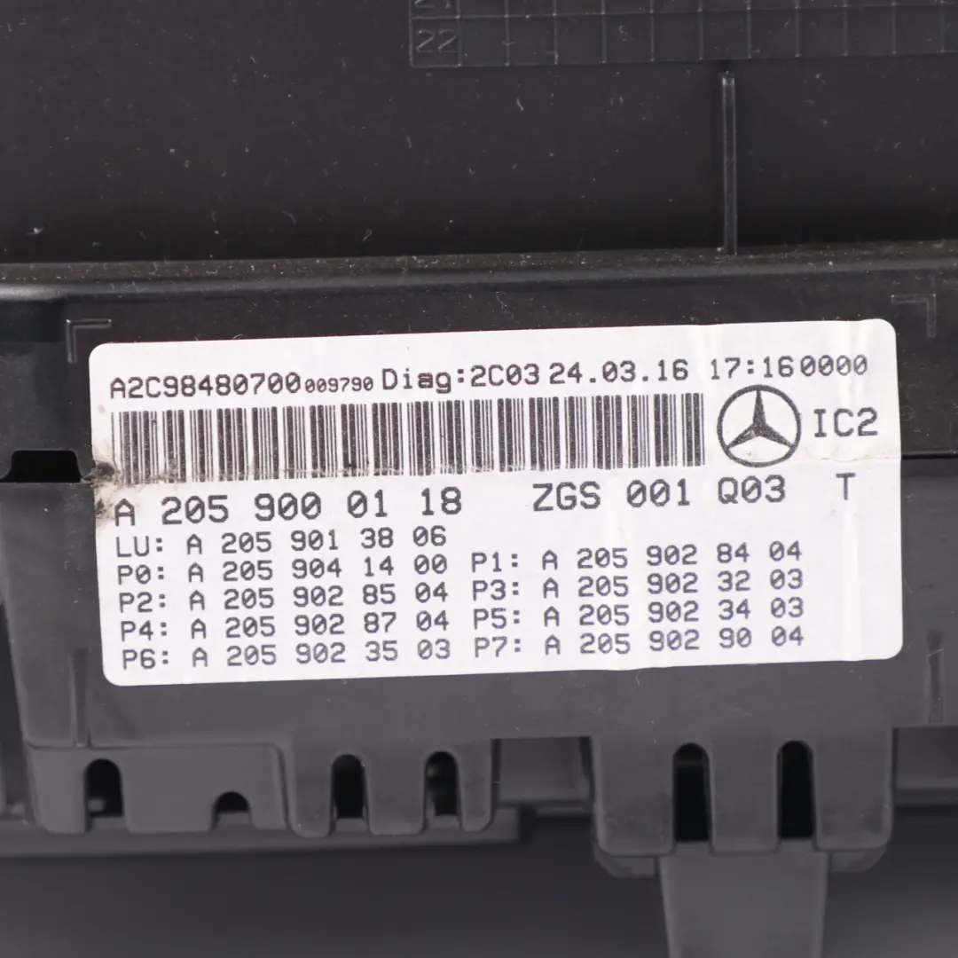 Mercedes W205 Petrol Instrument Cluster Speedometer Speedo Automatic - SKU A2059000118 - Part number A2059000118