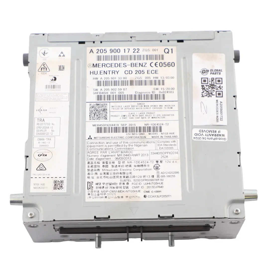  Computer Mercedes W205 X253 W447 Navigation Radio Player Head Unit - SKU A2059001722 - Part number A2059001722