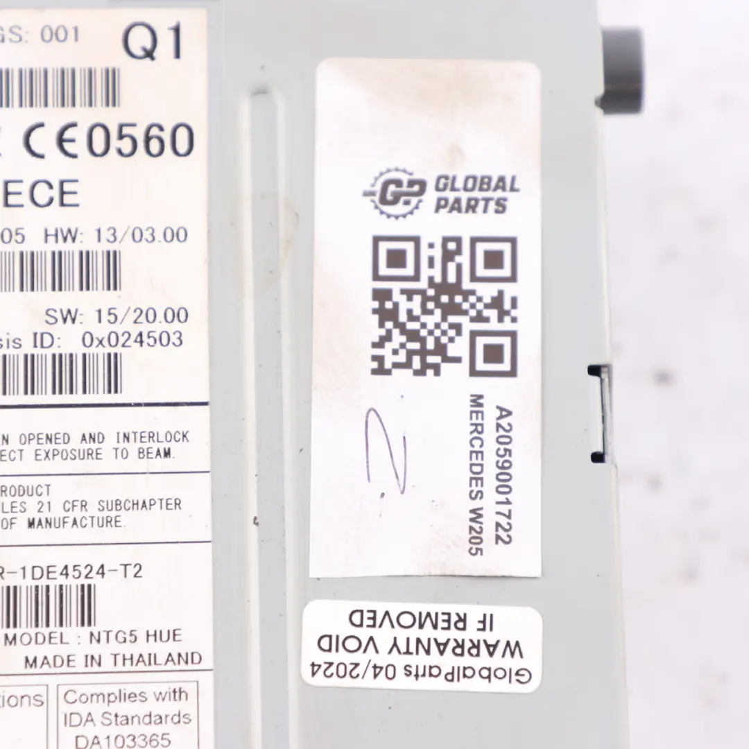 Ordinateur Mercedes W205 X253 W447 Lecteur radio Unité principale pour à propos du numéro de pièce A2059001722 Ordinateur Mercedes W205 X253 W447 Lecteur radio Unité principale - SKU A2059001722 - Numéro de pièce A2059001722