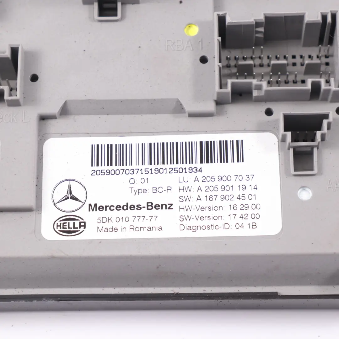 Mercedes W205 W213 Scatola fusibili Modulo SAM posteriore fusibili elettrici - SKU A2059007037 - Numero di parte A2059007037