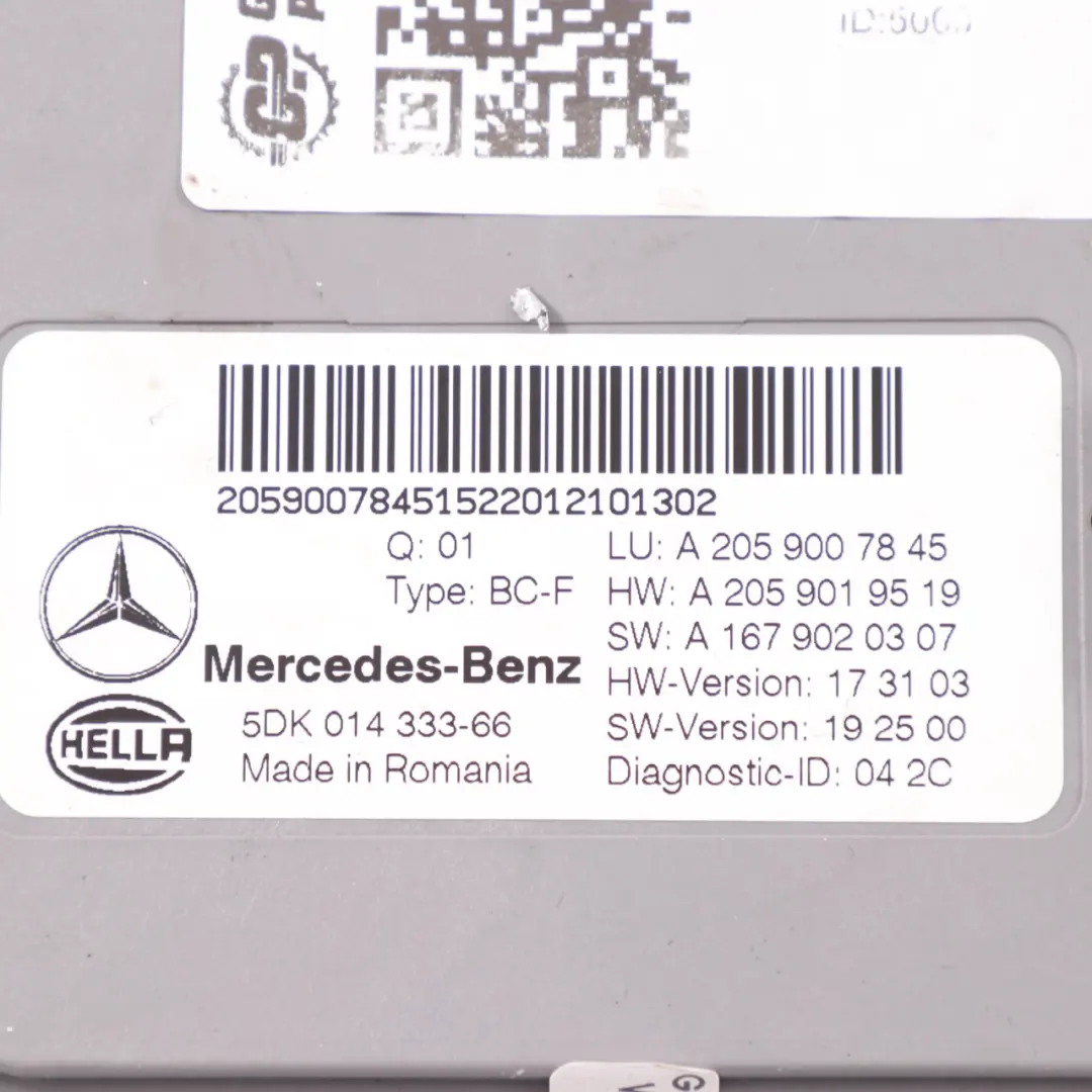  Modulo SAM Mercedes W205 GLC X253 Unità comfort corpo anteriore - SKU A2059007845 - Numero di parte A2059007845