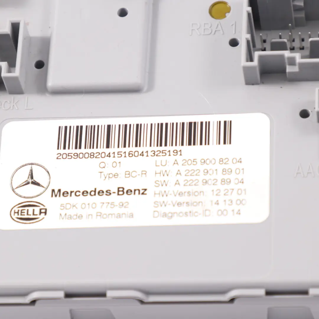 SAM Módulo Caja de Fusibles Relé Unidad de Control para Mercedes W205 con número de pieza A2059008204 Mercedes W205 SAM Módulo Caja de Fusibles Relé Unidad de Control - SKU A2059008204 - Número de pieza A2059008204