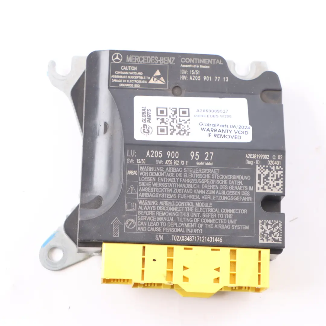 Modul ICM SRS Steuergerät ECU für Mercedes W205 Air mit Teilenummer A2059009527 Mercedes W205 Air Modul ICM SRS Steuergerät ECU - SKU A2059009527 - Teilenummer A2059009527