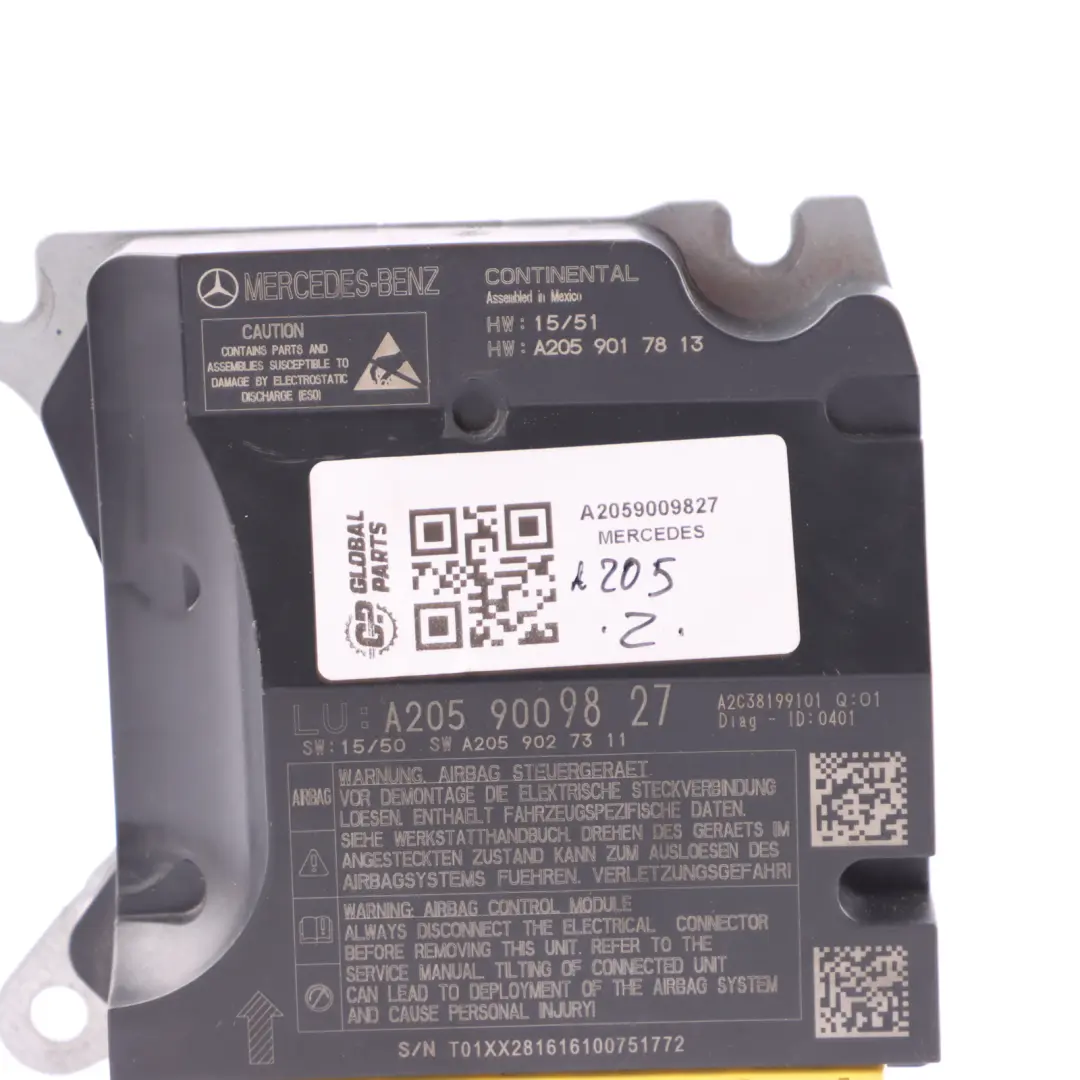 Mercedes A205 Air Module Control Unit ECU - SKU A2059009827 - Part number A2059009827