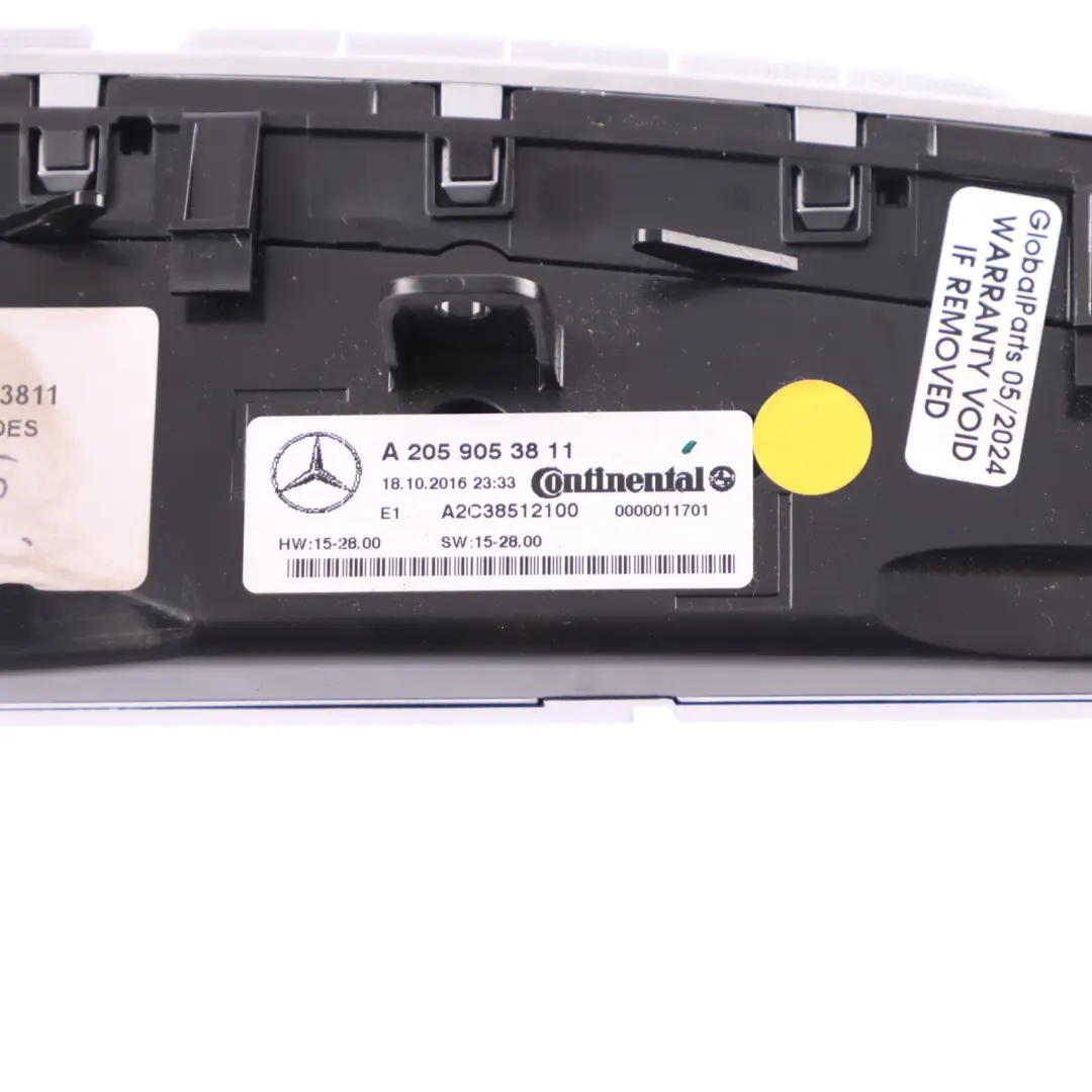 Climate Control Panel Mercedes A205 A/C Heater Blower Switch Unit to with Part number A2059053811 Climate Control Panel Mercedes A205 A/C Heater Blower Switch Unit - SKU A2059053811 - Part number A2059053811