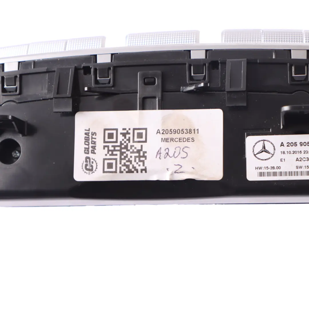 Climate Control Panel Mercedes A205 A/C Heater Blower Switch Unit to with Part number A2059053811 Climate Control Panel Mercedes A205 A/C Heater Blower Switch Unit - SKU A2059053811 - Part number A2059053811