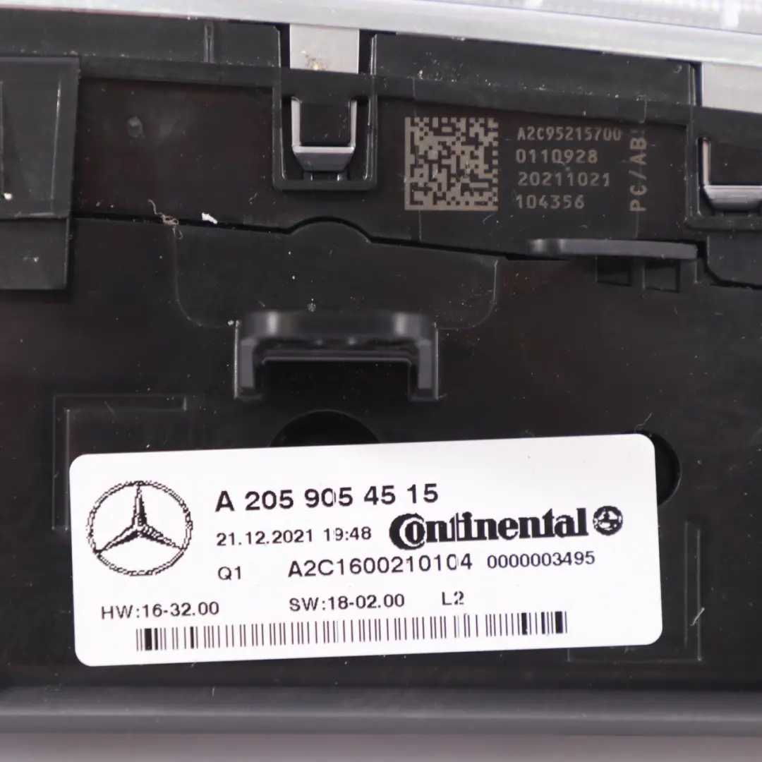 Air Conditioning Panel Mercedes W205 GLC X253 Climate Control Switch - SKU A2059054515 - Part number A2059054515