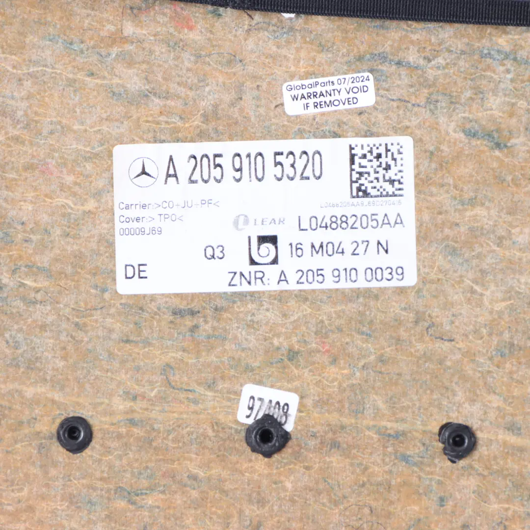 Front Seat Back Panel Left Right Trim Cover Black to Mercedes W205 with Part number A2059105320 Mercedes W205 Front Seat Back Panel Left Right Trim Cover Black - SKU A2059105320-1 - Part number A2059105320