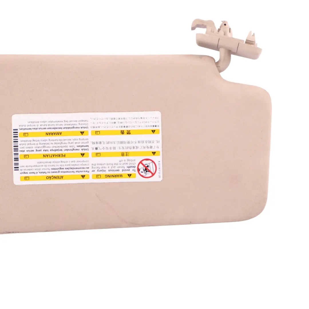 W207 Cabrio A207 Sun Visor Cover Beige Left N/S to Mercedes with Part number A2078100710 Mercedes W207 Cabrio A207 Sun Visor Cover Beige Left N/S - SKU A2078100710-1 - Part number A2078100710