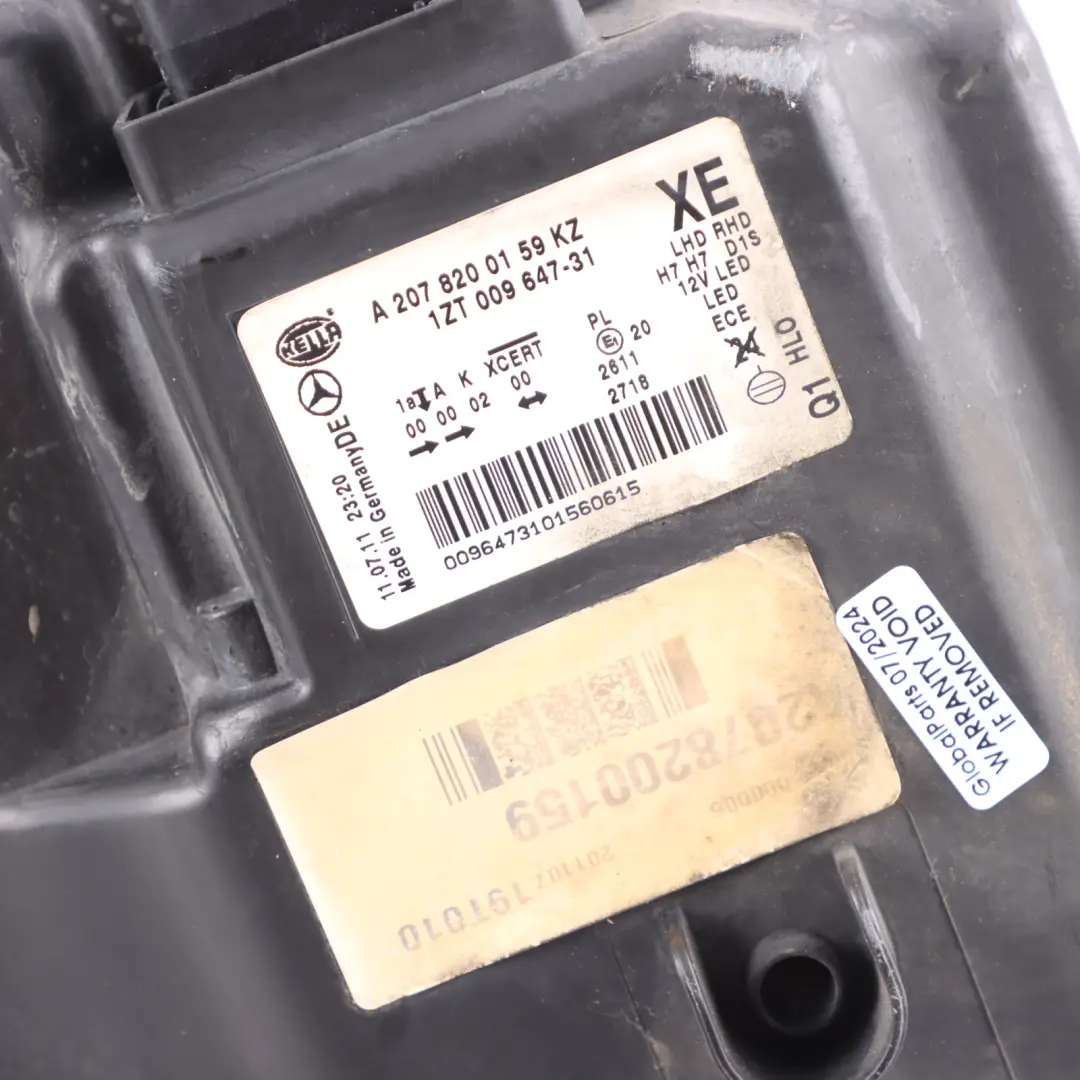 W207 Headlight Headlamp Lamp Light Front Left N/S to Mercedes with Part number A2078200159 Mercedes W207 Headlight Headlamp Lamp Light Front Left N/S - SKU A2078200159 - Part number A2078200159