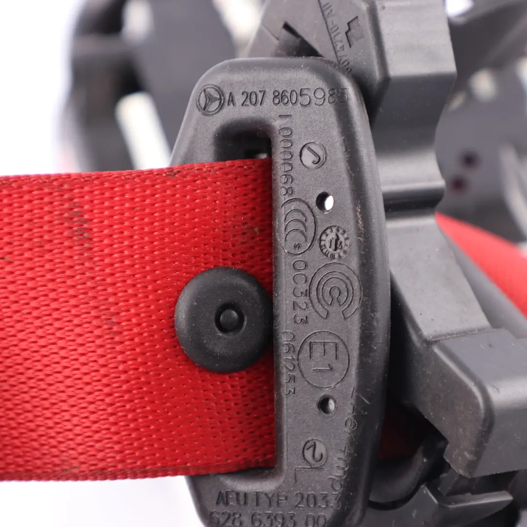 Mercedes W207 Seat Belt Black Red Front Left N/S - SKU A2078605985-1 - Part number A2078605985