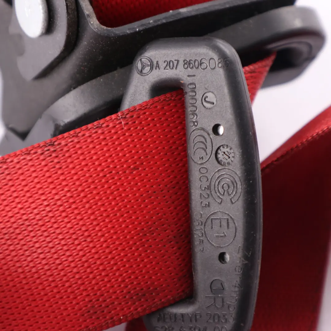 W207 Seat Belt Black Red Front Right O/S to Mercedes with Part number A2078606085 Mercedes W207 Seat Belt Black Red Front Right O/S - SKU A2078606085-1 - Part number A2078606085