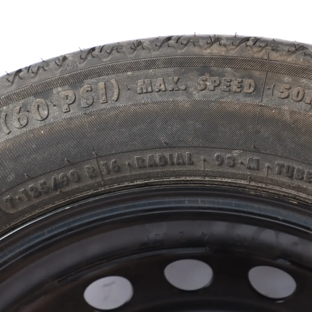 Kompakt Ersatzrad Stahl R16 Reifen 125/90 für Mercedes C CLK W203 C209 mit Teilenummer A1694000802 Mercedes C CLK W203 C209 Kompakt Ersatzrad Stahl R16 Reifen 125/90 - SKU A2094000402 - Teilenummer A1694000802