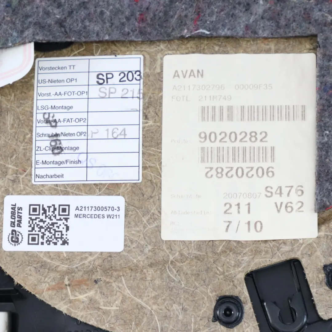 Tarjeta De Puerta Trasera Izquierda Forro Embellecedor Puerta para Mercedes W211 con número de pieza A2117300570 Mercedes W211 Tarjeta De Puerta Trasera Izquierda Forro Embellecedor Puerta - SKU A2117300570-3 - Número de pieza A2117300570