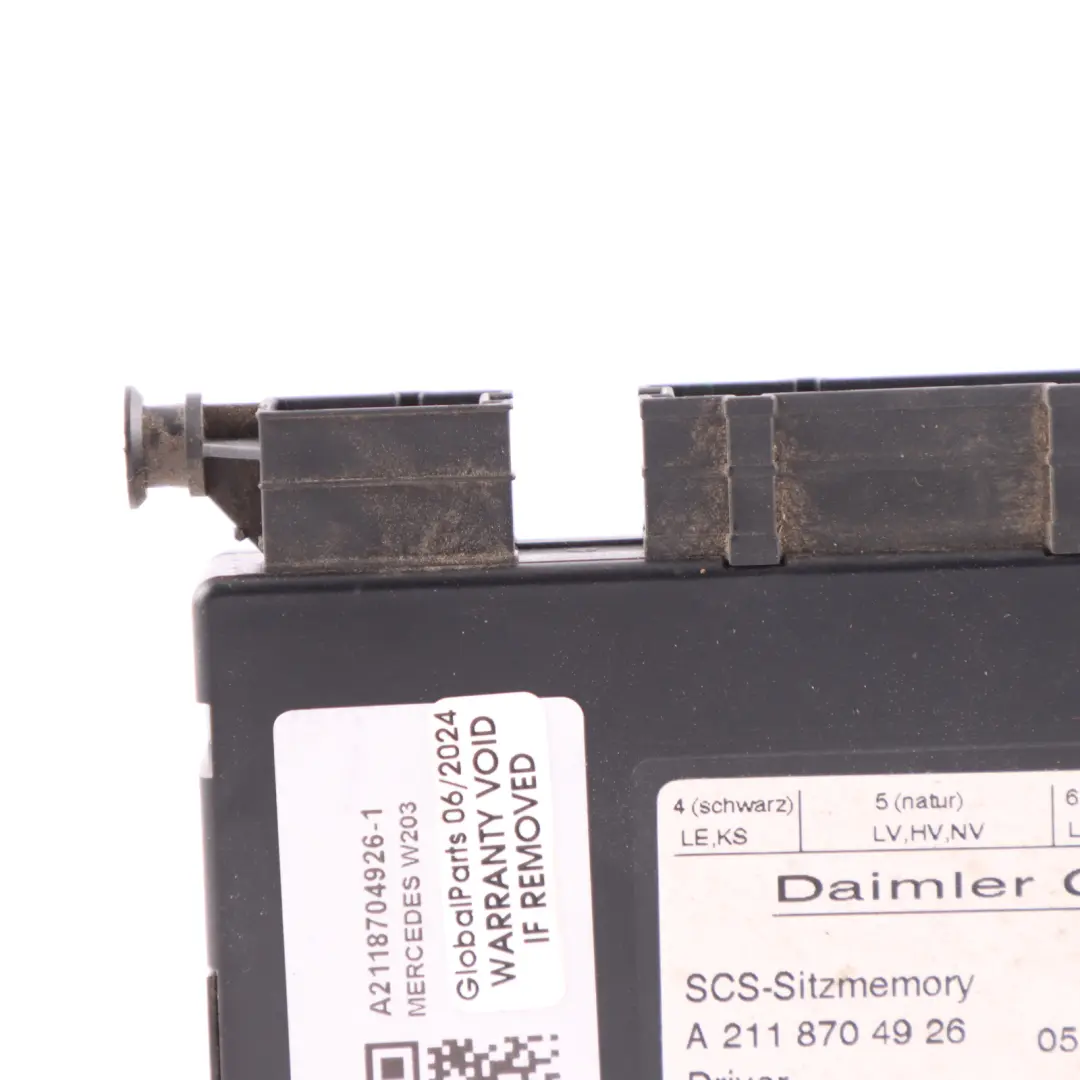 Mercedes W164 W203 W211 C219 Front Seat Module Memory Control Unit - SKU A2118704926-1 - Part number A2118704926