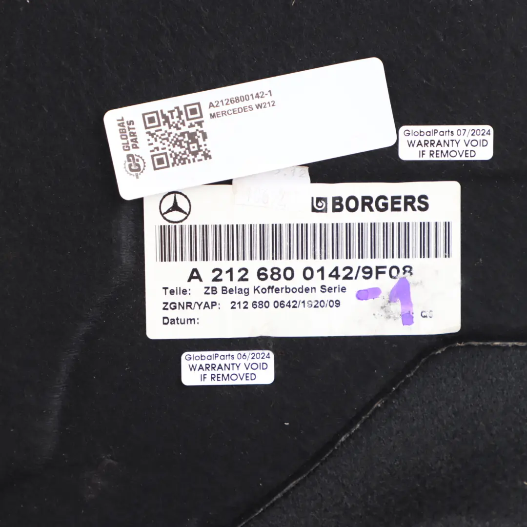 Mercedes W212 Boot Trunk Floor Saloon Liner Trim Carpet Well Cover - SKU A2126800142-1 - Part number A2126800142