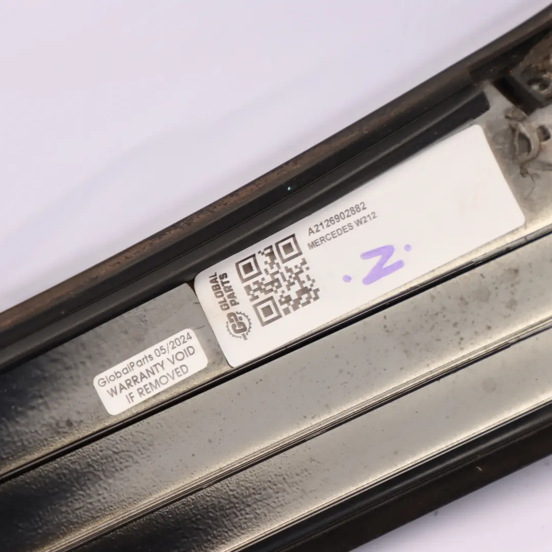 Panoramic Roof Moulding Trim Driver Side Left N/S to Mercedes W212 with Part number A2126902882 Mercedes W212 Panoramic Roof Moulding Trim Driver Side Left N/S - SKU A2126902882 - Part number A2126902882