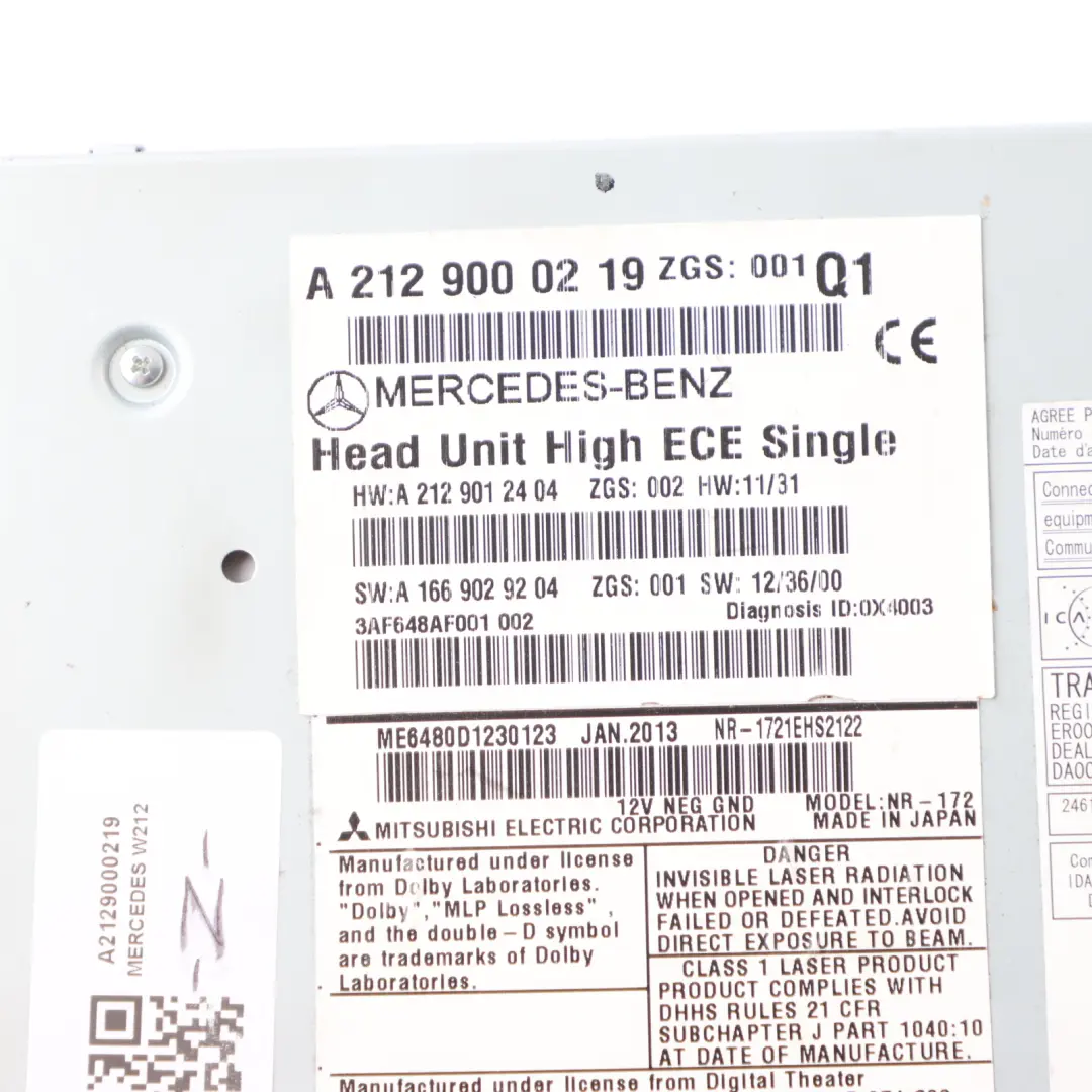 Radioodtwarzacz Nawigacja CD do Mercedes C207 W212 o numerze A2129000219 Mercedes C207 W212 Radioodtwarzacz Nawigacja CD - SKU A2129000219 - Numer Części A2129000219