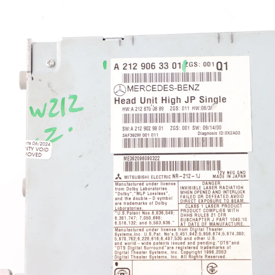 Head Unit Mercedes C207 W212 High Radio Sat Nav Navigation to with Part number A2129063301 Head Unit Mercedes C207 W212 High Radio Sat Nav Navigation - SKU A2129063301 - Part number A2129063301