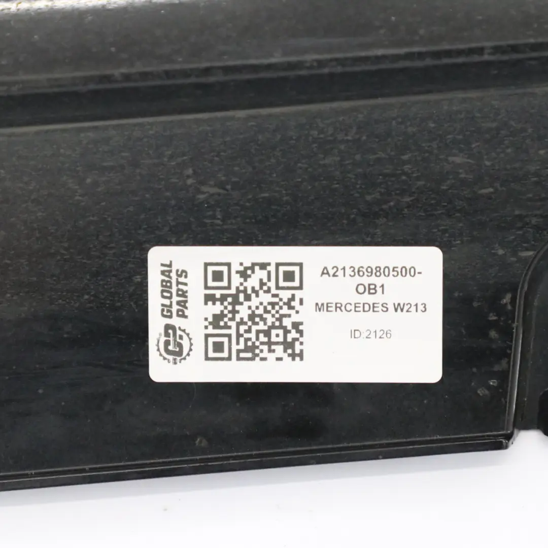 Mercedes W213 Faldón lateral izquierdo Cubre umbral puerta Negro obsidiana - 197 - SKU A2136980500-OB1 - Número de pieza A2136980500