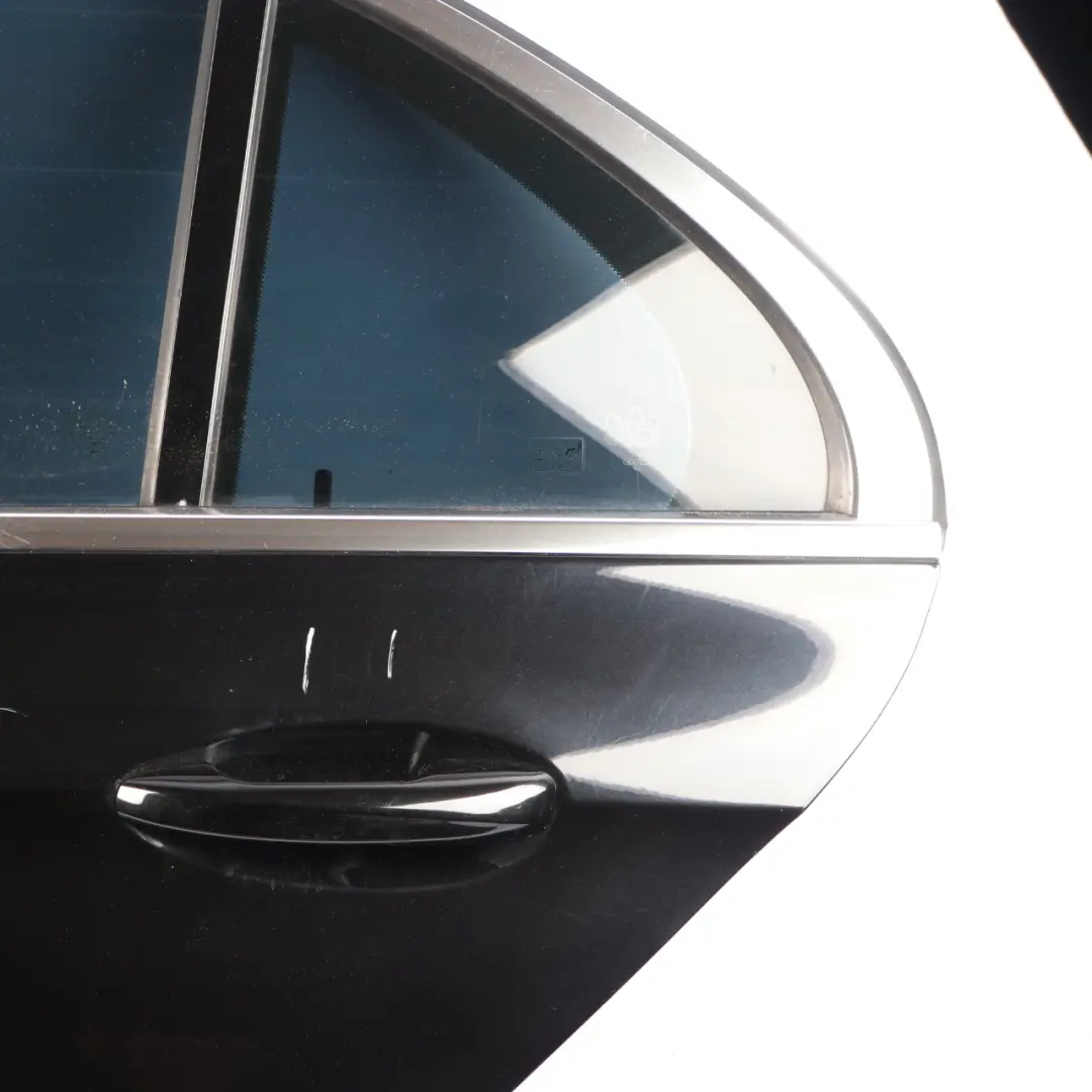 Door Rear Left N/S Obsidian Black Metallic - 197 to Mercedes W213 Saloon with Part number A2137300105 Mercedes W213 Saloon Door Rear Left N/S Obsidian Black Metallic - 197 - SKU A2137300105-OB1 - Part number A2137300105