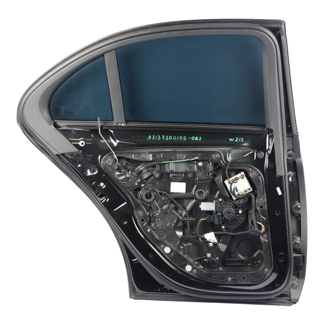 Mercedes W213 Saloon Door Rear Left N/S Obsidian Black Metallic - 197 - SKU A2137300105-OB1 - Part number A2137300105