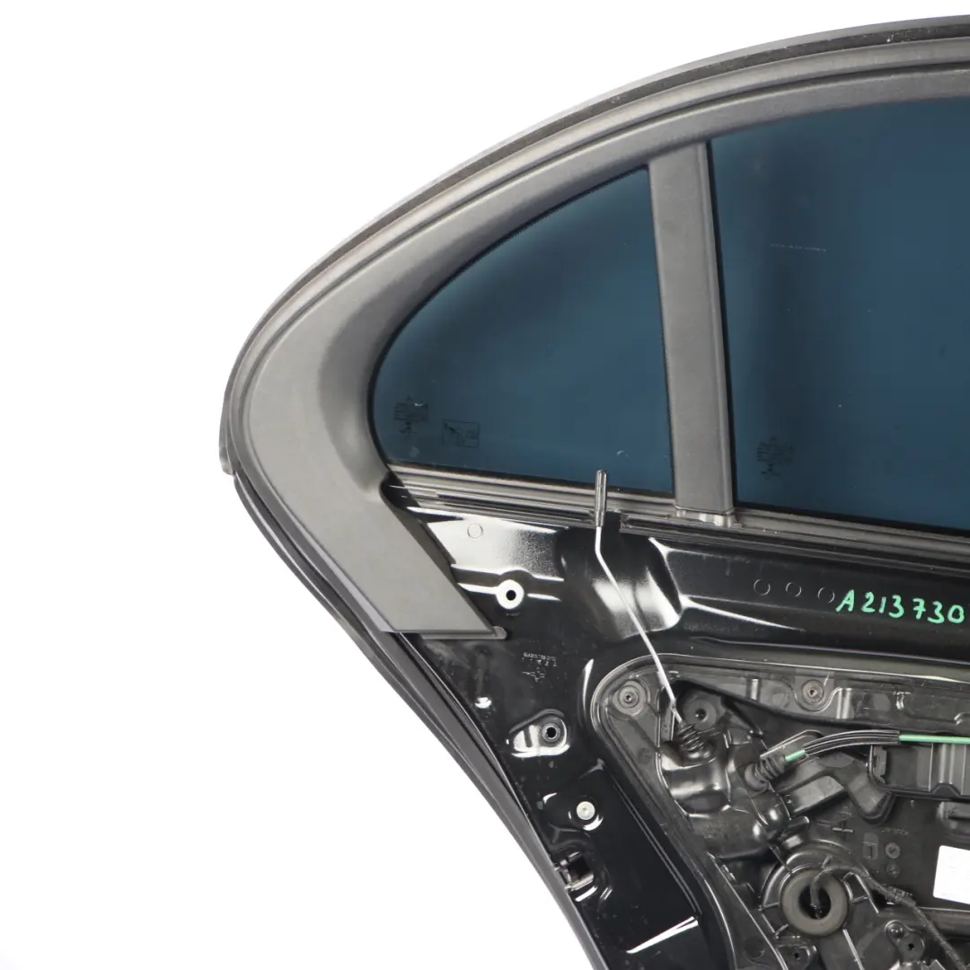 Door Rear Left N/S Obsidian Black Metallic - 197 to Mercedes W213 Saloon with Part number A2137300105 Mercedes W213 Saloon Door Rear Left N/S Obsidian Black Metallic - 197 - SKU A2137300105-OB1 - Part number A2137300105