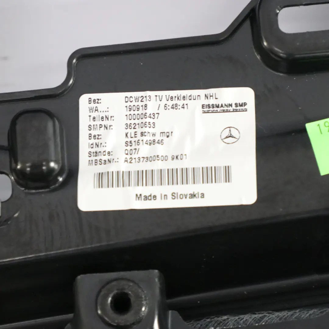  Tarjeta de Puerta Mercedes W213 Puerta Trasera Izquierda Panel Negro - SKU A2137307705-1 - Número de pieza A2137307705