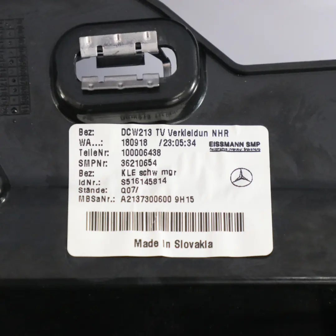 Mercedes W213 Türkarte Abdeckung hinten rechts Verkleidung schwarz Leder - SKU A2137307805 - Teilenummer A2137307805