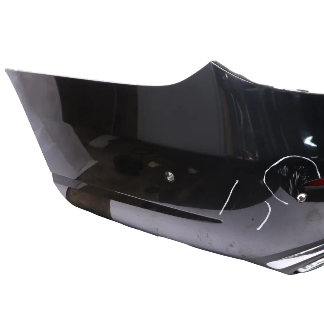 Bumper Trim Panel Covering Obsidian Black Metallic - 197 to Mercedes W213 Rear with Part number A2138850425 Mercedes W213 Rear Bumper Trim Panel Covering Obsidian Black Metallic - 197 - SKU A2138850425-OB - Part number A2138850425