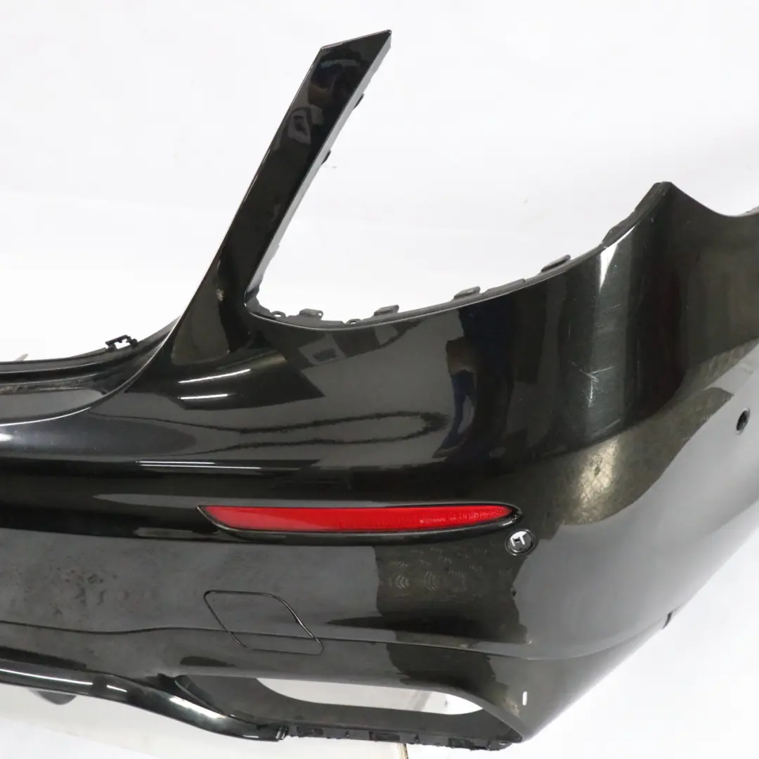 Bumper AMG Trim Panel Covering Obsidian Black - 197 to Mercedes W213 Rear with Part number A2138850801 Mercedes W213 Rear Bumper AMG Trim Panel Covering Obsidian Black - 197 - SKU A2138850801-OB - Part number A2138850801