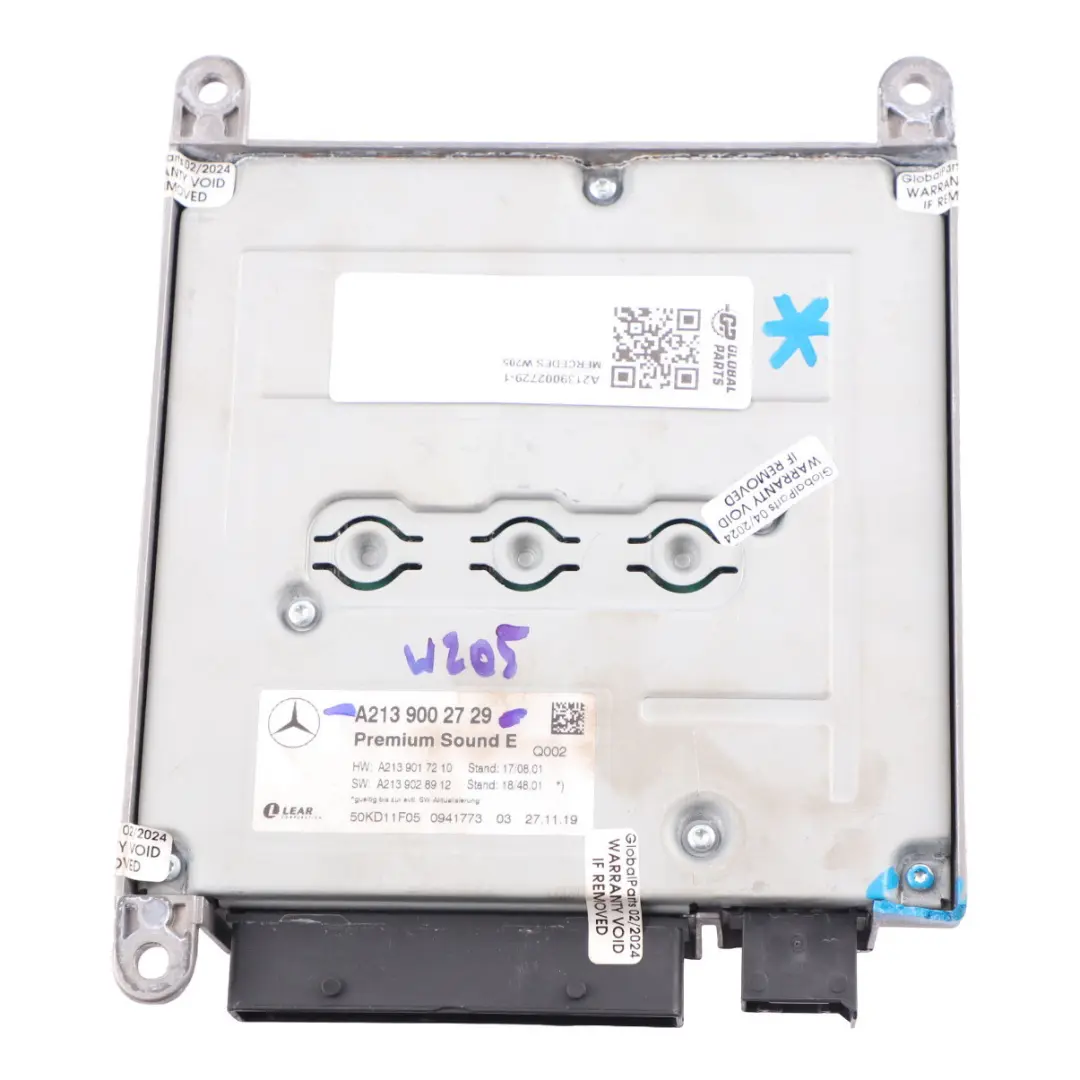 Sound Amplifier Rear Module Premium Sound E to Mercedes W205 with Part number A2139002729 Mercedes W205 Sound Amplifier Rear Module Premium Sound E - SKU A2139002729-1 - Part number A2139002729