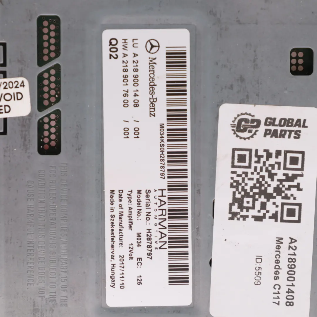 Sound-Verstärker Mercedes W176 W205 W212 Moduleinheit Harman/Becker für mit Teilenummer A2189001408 Sound-Verstärker Mercedes W176 W205 W212 Moduleinheit Harman/Becker - SKU A2189001408 - Teilenummer A2189001408