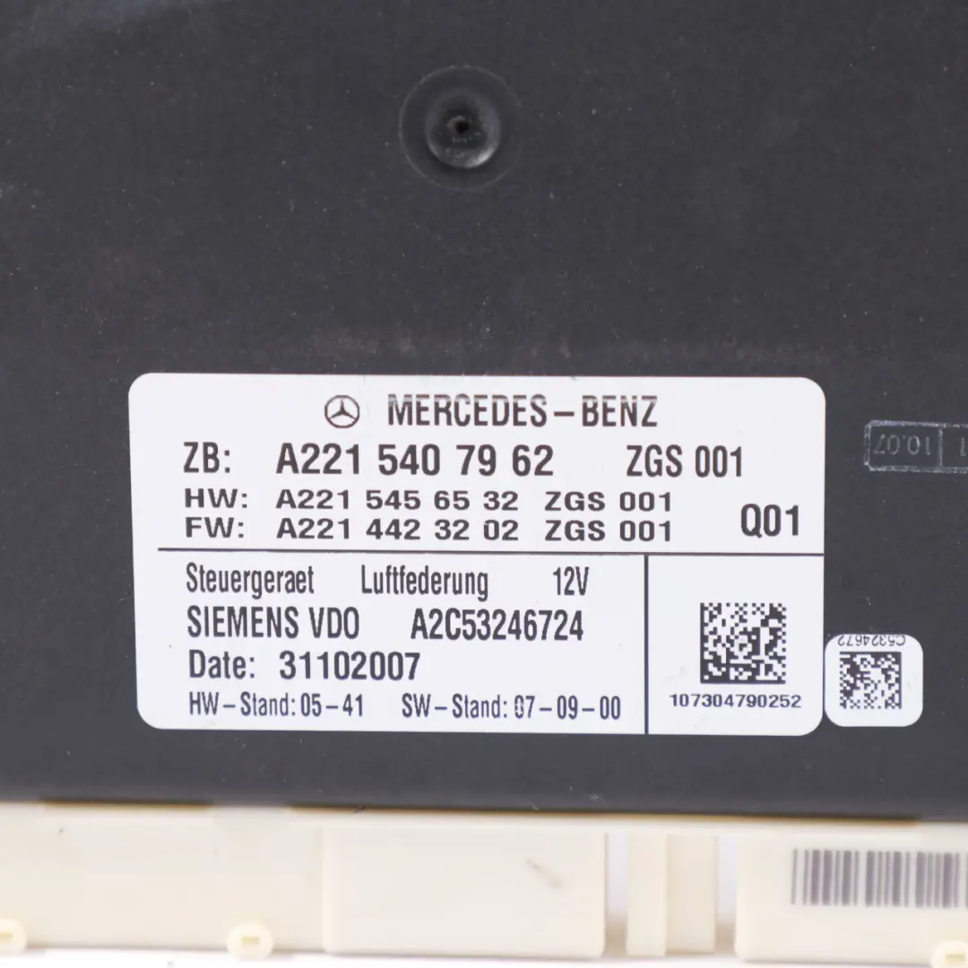 S500 Module de contrôle suspension pneumatique pour Mercedes CL C216 W221 à propos du numéro de pièce A2215407962 Mercedes CL C216 W221 S500 Module de contrôle suspension pneumatique - SKU A2215407962 - Numéro de pièce A2215407962