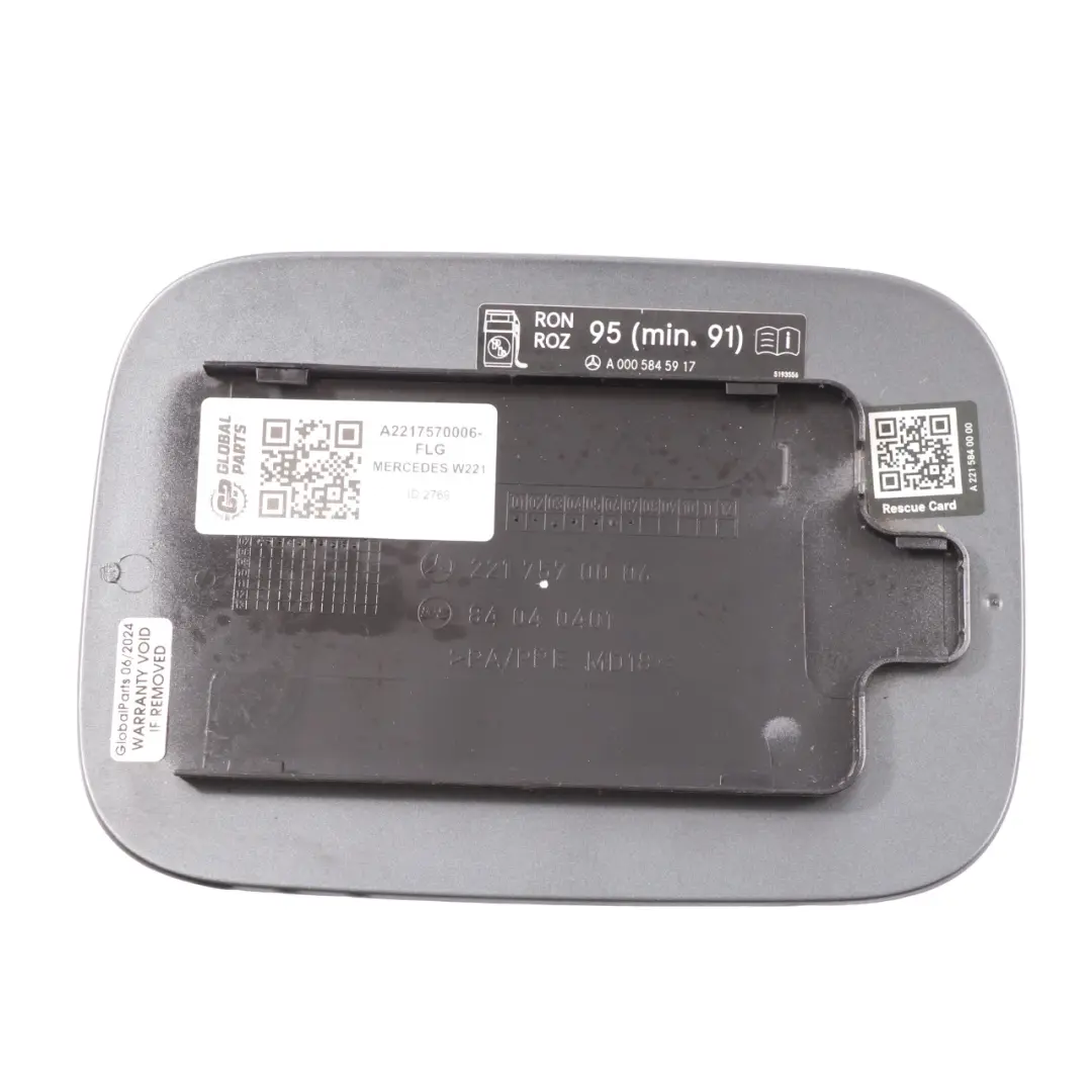 tapa del depósito de combustible Flint Grey Metallic - 368 para Mercedes W221 con número de pieza A2217570006 Mercedes W221 tapa del depósito de combustible Flint Grey Metallic - 368 - SKU A2217570006-FLG - Número de pieza A2217570006