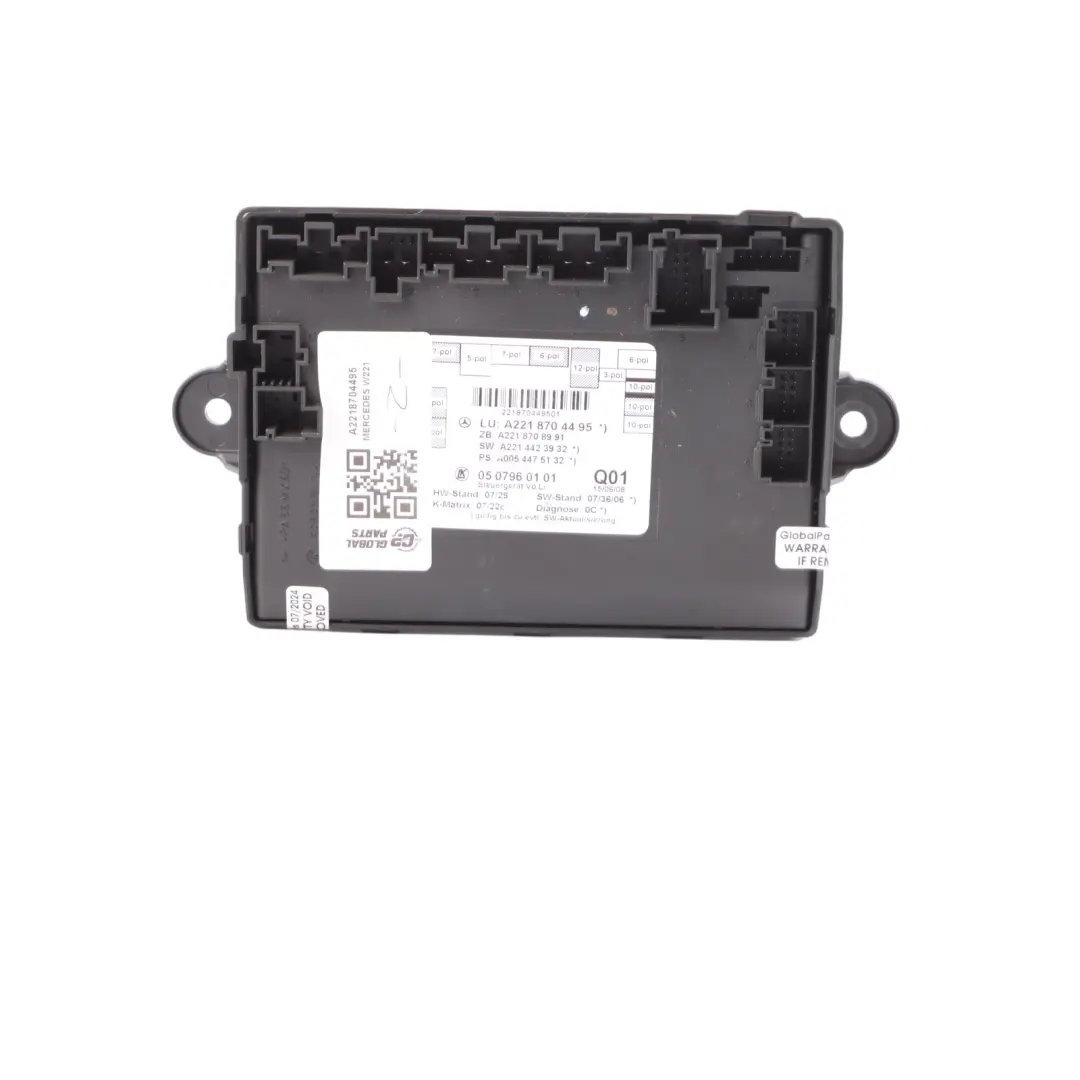  Door Module Mercedes W221 Front Door Left N/S Control Module A0038206326 - SKU A2218704495 - Part number A2218704495
