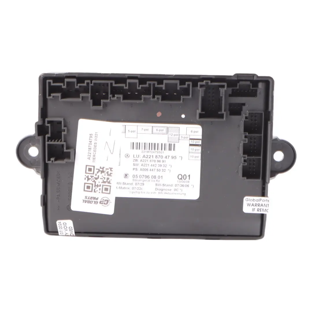 Door Module Mercedes W221 Front Door Right O/S Control Module to with Part number A2218704795 Door Module Mercedes W221 Front Door Right O/S Control Module - SKU A2218704795 - Part number A2218704795