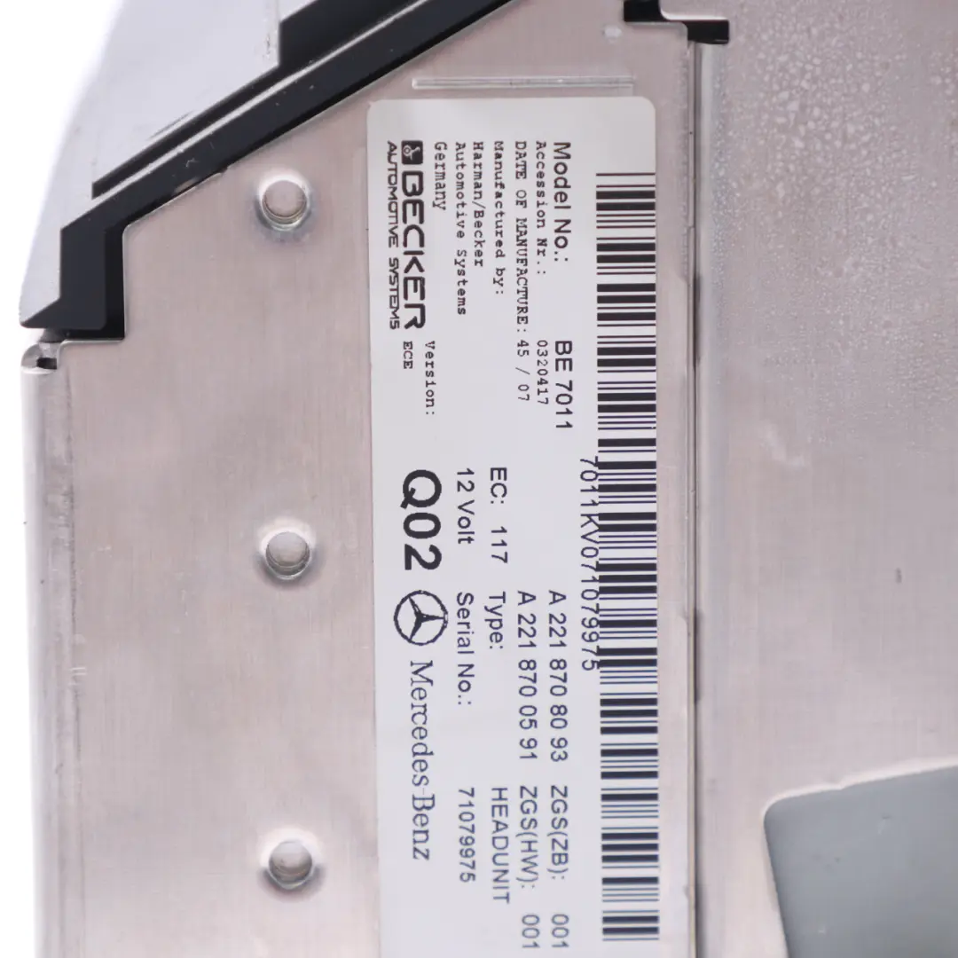 Mercedes W221 Unité de tête DVD High Line Radio Player Navigation - SKU A2218708093 - Numéro de pièce A2218708093