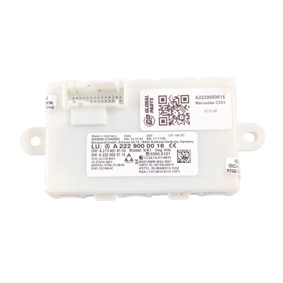 Entry Module Mercedes C253 W205 W213 C238 Keyless Go Control Unit - SKU A2229000016 - Part number A2229000016