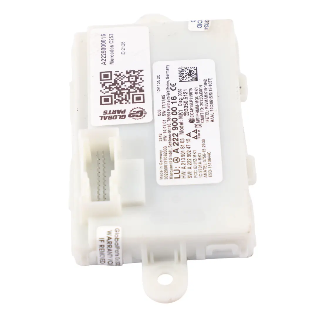 Entry Module Mercedes C253 W205 W213 C238 Keyless Go Control Unit to with Part number A2229000016 Entry Module Mercedes C253 W205 W213 C238 Keyless Go Control Unit - SKU A2229000016 - Part number A2229000016