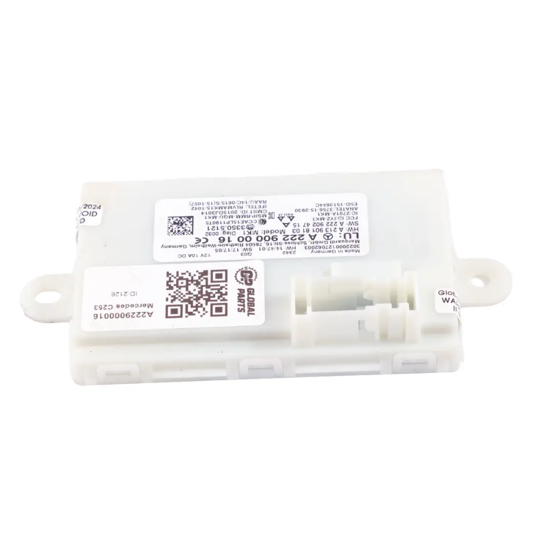  Entry Module Mercedes C253 W205 W213 C238 Keyless Go Control Unit - SKU A2229000016 - Part number A2229000016