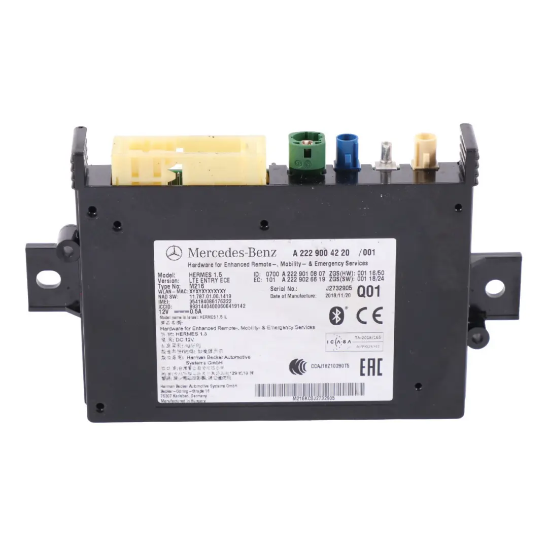 Module de communication LTE Téléphone Bluetooth pour Mercedes GLC X253 à propos du numéro de pièce A2229004220 Mercedes GLC X253 Module de communication LTE Téléphone Bluetooth - SKU A2229004220 - Numéro de pièce A2229004220