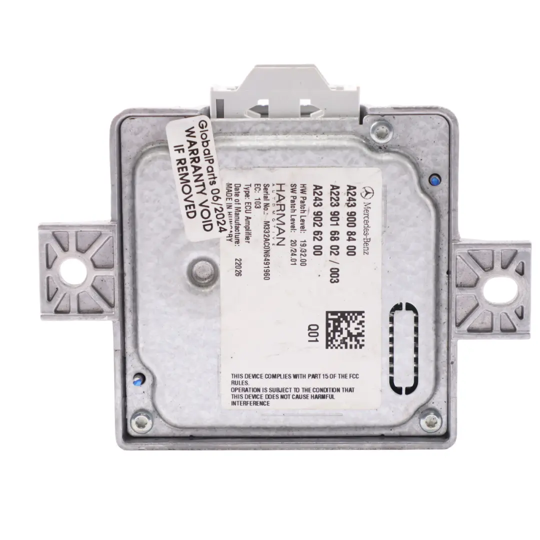 Módulo Amplificador Audio Trasero Harman para Mercedes GLC X253 con número de pieza A2439008400 Mercedes GLC X253 Módulo Amplificador Audio Trasero Harman - SKU A2439008400 - Número de pieza A2439008400