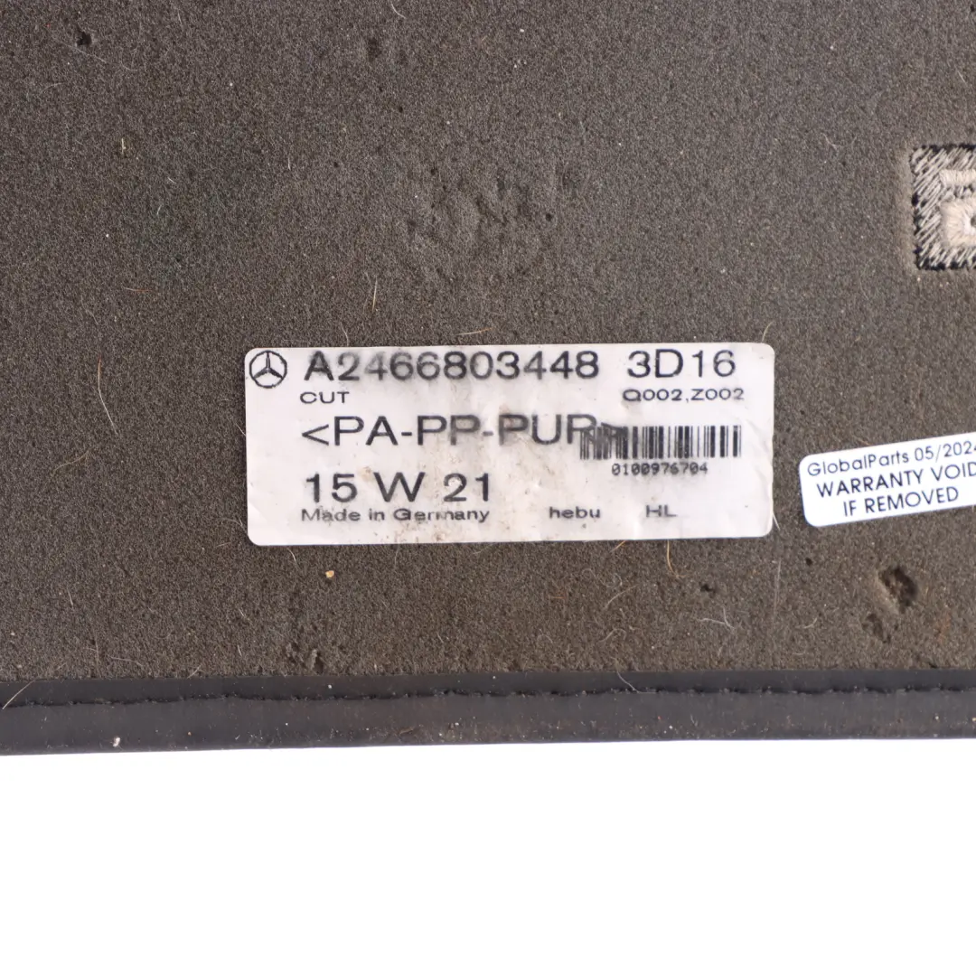 Floor Mats Set Interior Rear Left Right Cover to Mercedes W176 AMG with Part number A2466803448 Mercedes W176 AMG Floor Mats Set Interior Rear Left Right Cover - SKU A2466803448 - Part number A2466803448