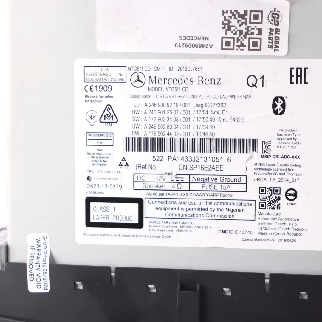 Head Unit Mercedes C117 W176 W246 Radio Media Player Sat Nav Tel to with Part number A2469009219 Head Unit Mercedes C117 W176 W246 Radio Media Player Sat Nav Tel - SKU A2469009219 - Part number A2469009219