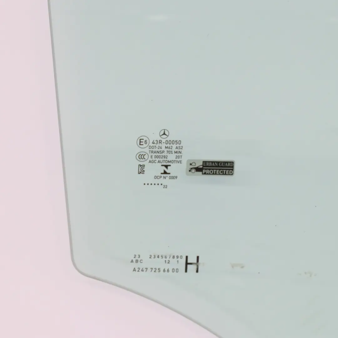 Side Glass Window Door Front Right O/S AS2 to Mercedes H243 W247 with Part number A2477257401 Mercedes H243 W247 Side Glass Window Door Front Right O/S AS2 - SKU A2477257401 - Part number A2477257401