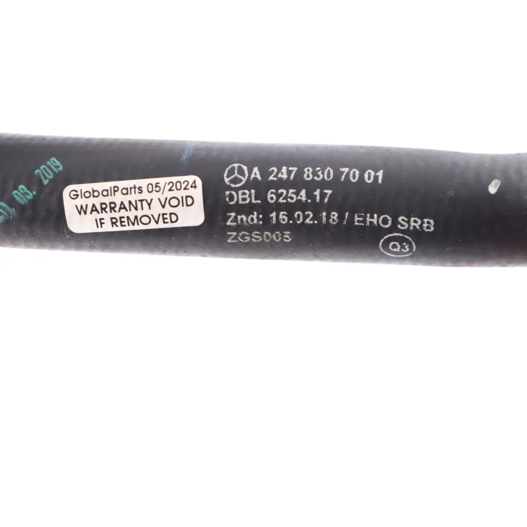  Water Line Mercedes W177 M260 Petrol Heater Return Hose To Engine - SKU A2478307001 - Part number A2478307001