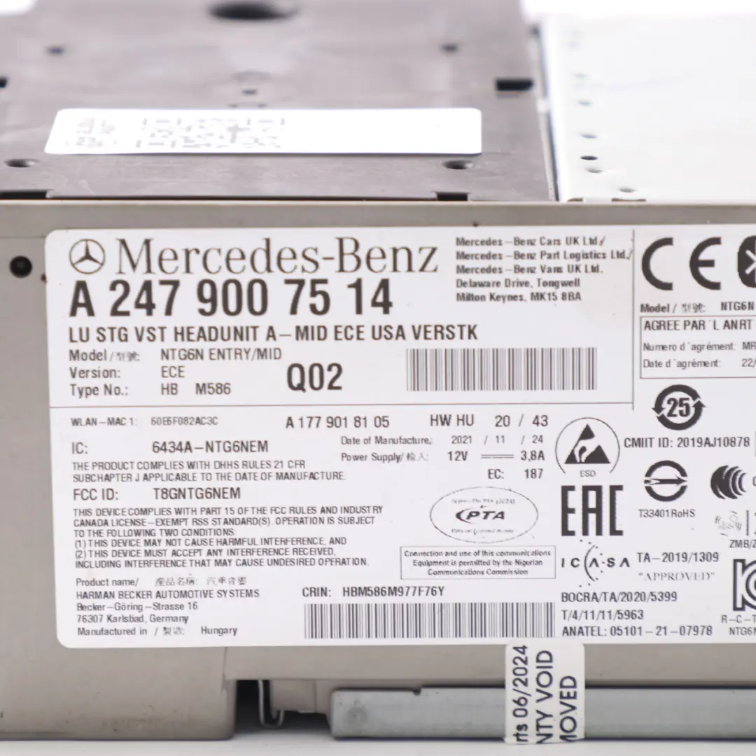 Mercedes C118 W247 Unità di testa navigazione radio satellitare - SKU A2479003216 - Numero di parte A2479003216