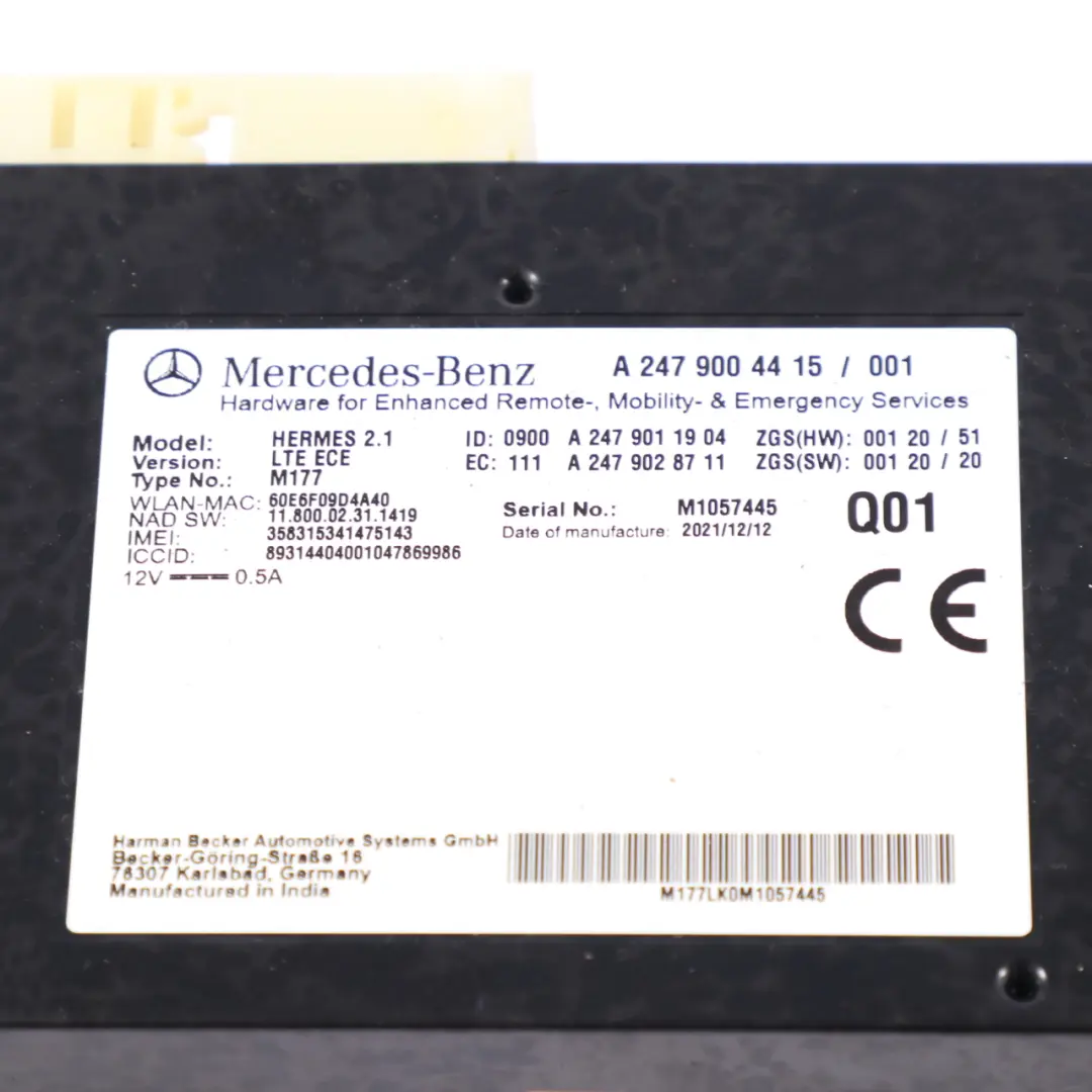 Telematics Module Mercedes W213 H243 Communication Blutooth Control to with Part number A2479004415 Telematics Module Mercedes W213 H243 Communication Blutooth Control - SKU A2479004415 - Part number A2479004415